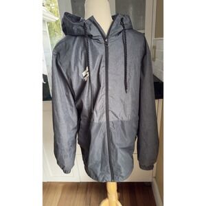 Hurley Men's Hooded Windbreaker Jacket Gray Full Zip Lightweight Skateboard–Med